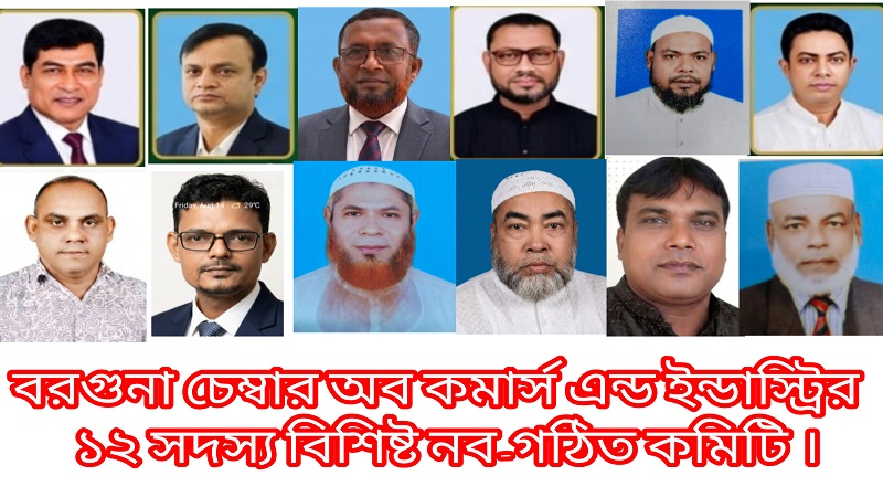 চেম্বার অব কমার্স এন্ড ইন্ডাস্ট্রির বরগুনায় নব-গঠিত কার্যকরী পরিষদ 